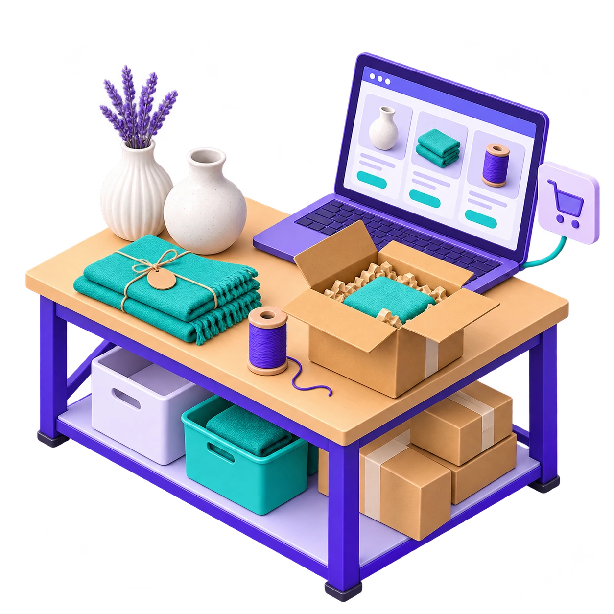 Illustration des échanges Etsy : Mise en relation des annonces, commandes et informations de stock de votre boutique
