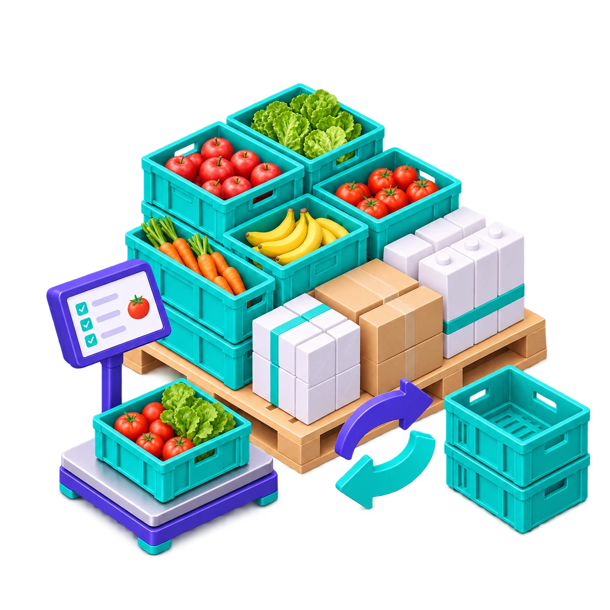 Illustration des échanges Intermarché : Échanges de commandes, données articles et informations logistiques selon le périmètre fournisseur