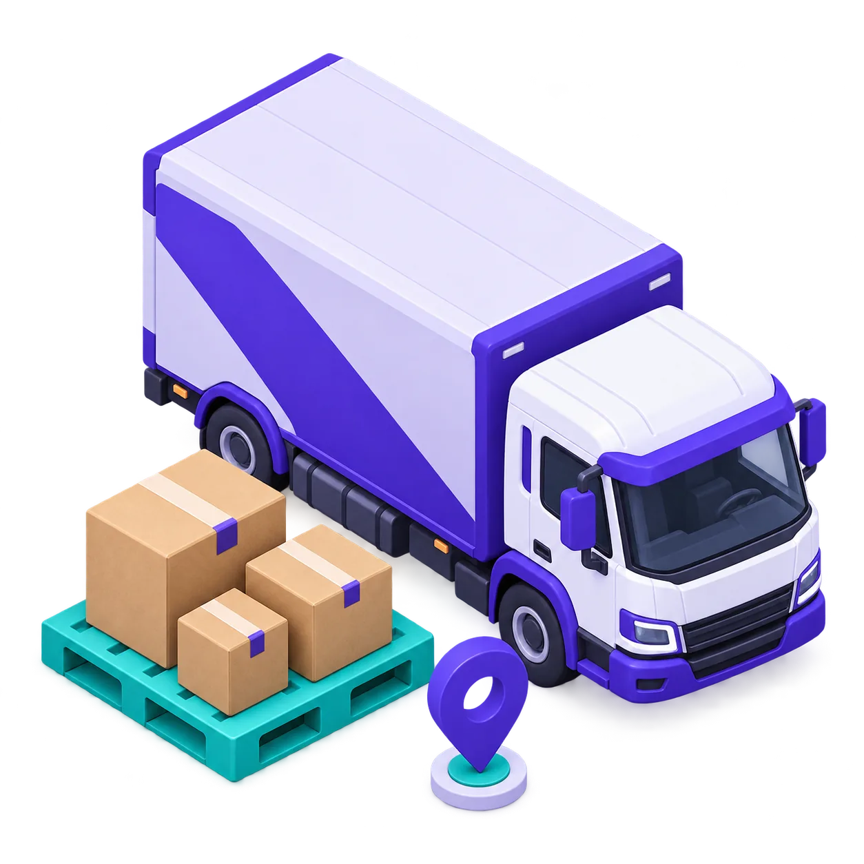 Camion de transport et colis à expédier